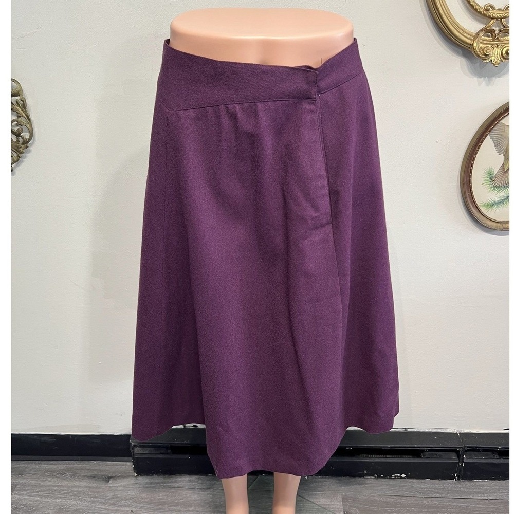 Vintage Christian Dior Separates Purple Midi Skirt A-Line Wool Blend Size 10